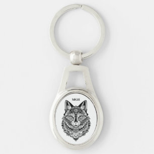 Custom Monogram Zierkatze Schlüsselanhänger