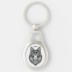 Custom Monogram Zierkatze Schlüsselanhänger