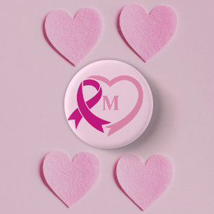 Custom Monogramm Brustkrebs Awareness Ribbon Button