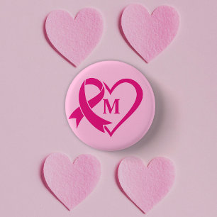 Custom Monogramm Brustkrebs Awareness Ribbon Button