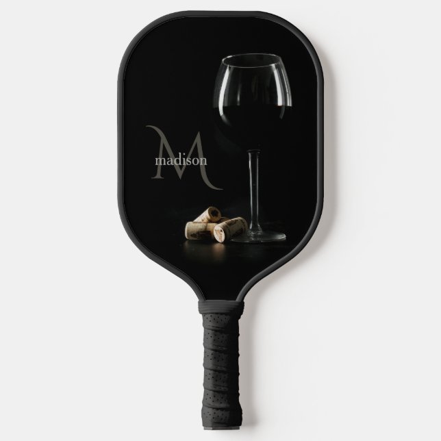 Custom Monogramm "Weinglas" Pickleball Schläger (Vorderseite)