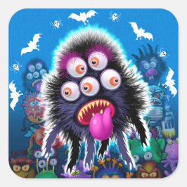 Custom Monster Halloween Sticker. Quadratischer Aufkleber