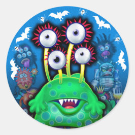 Custom Monster Halloween Sticker. Runder Aufkleber