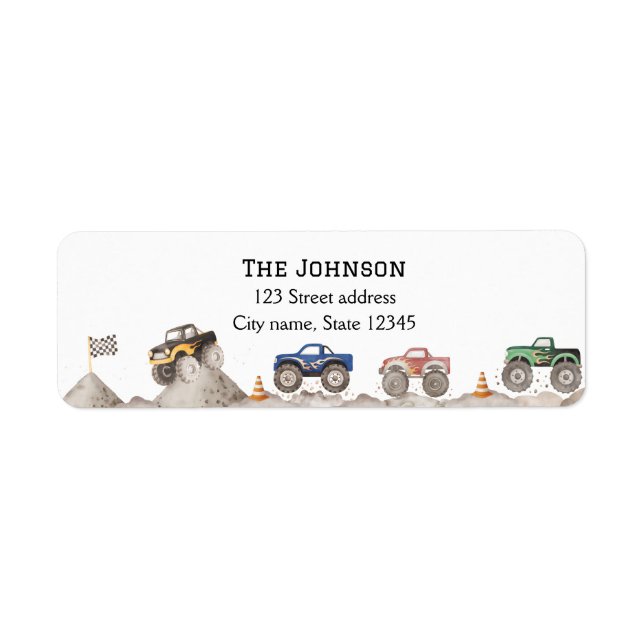 Custom Monster Truck Return Address Labels (Vorne)