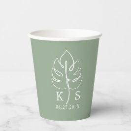 Custom Monstera Monogram Wedding Logo Pappbecher