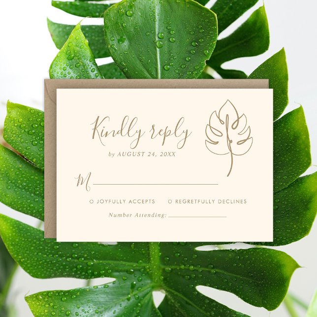Custom Monstera Monogram Wedding Logo RSVP Karte (Von Creator hochgeladen)