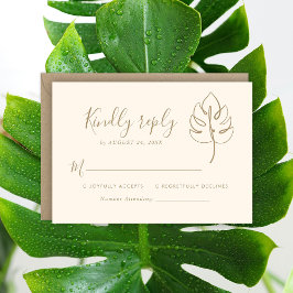 Custom Monstera Monogram Wedellogo RSVP Karte