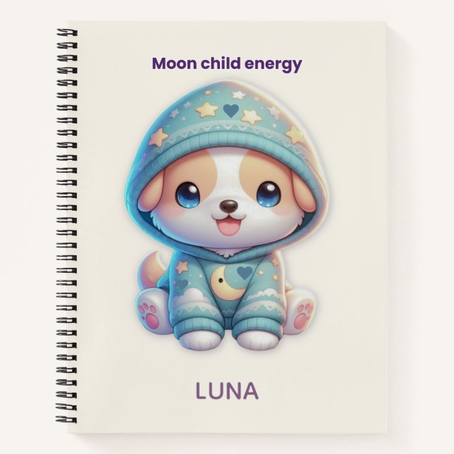 Custom Moon Child Energy Dog Journal Notizbuch (Vorderseite)