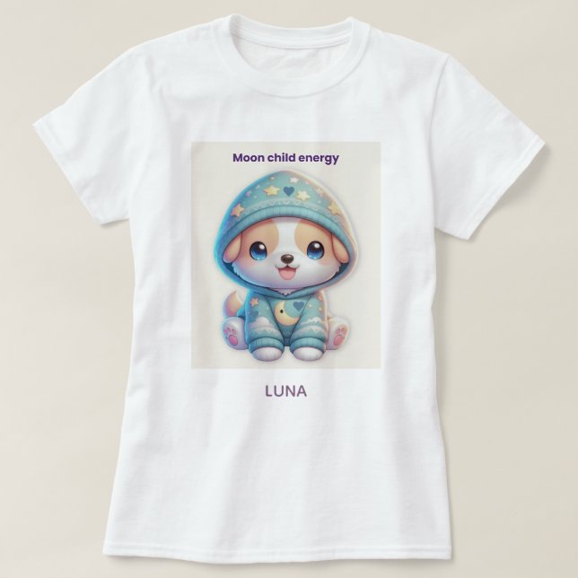 Custom Moon Child Energy Dog T-Shirt (Design vorne)