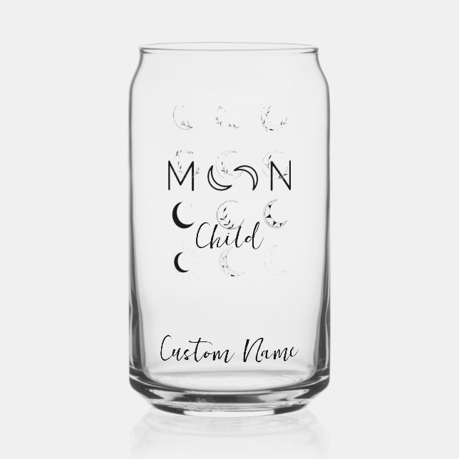 Custom Moon Child Monogram Can Glass by Dream Fox Dosenglas (Vorderseite)