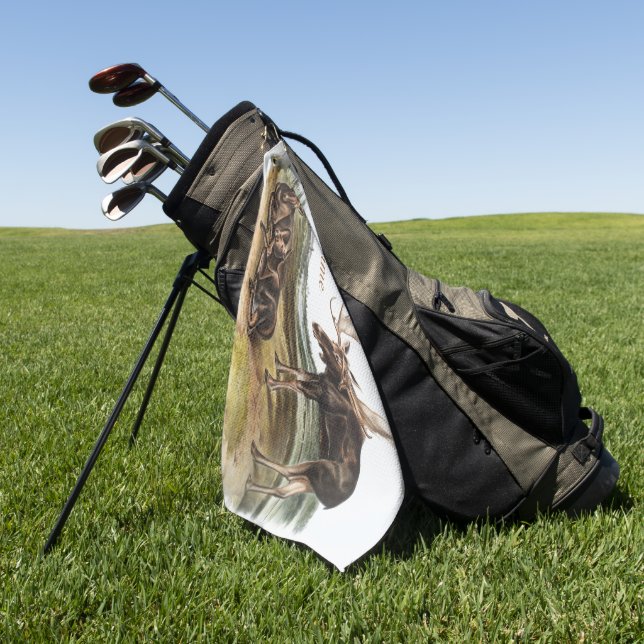 Custom Moose Deer Elk Wildlife Camping Deko Gesche Golfhandtuch (Gras)