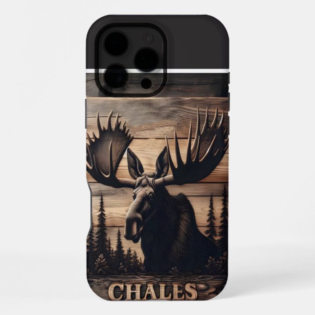 Custom Moose Holz Art iPhone Hülle (Rückseite)