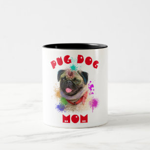 Custom Mops Mama Hund Best Crazy Dog Lady Zweifarbige Tasse