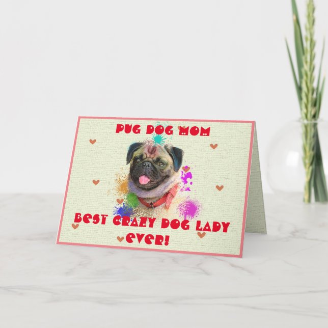 Custom Mops Mama Hund Beste Crazy Hunde Lady Ever  Dankeskarte (Vorderseite)