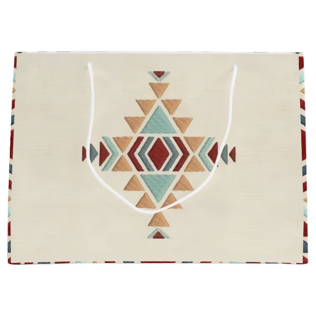 Custom Moroccan Geometric Embroidery  Große Geschenktüte (Vorderseite)
