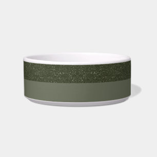 Custom Moss Green Keramik Pet Bowl - Split Texture Napf