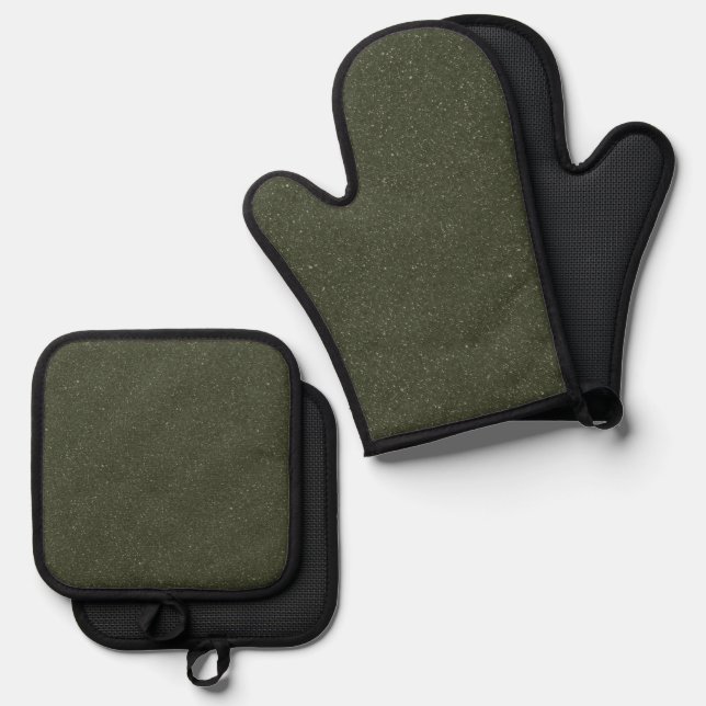 Custom Moss Green Noise Oven Mitt Set (Vorderseite/Rückseite)