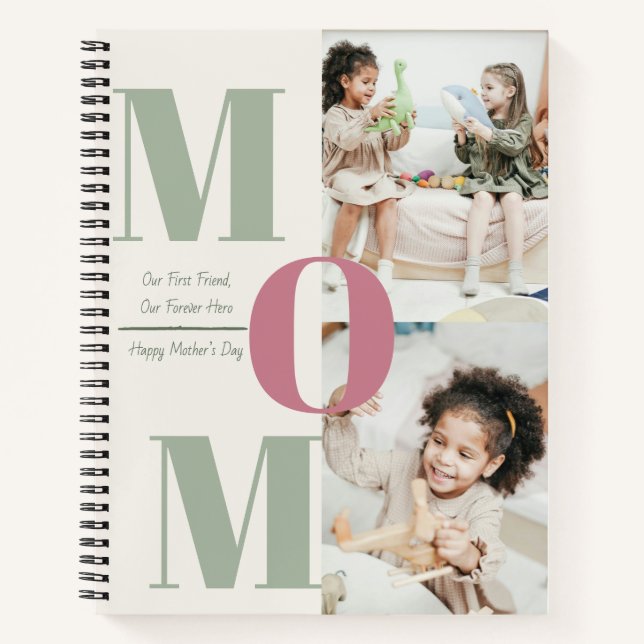 Custom Mother Day Foto Collage Spiral Notebook Notizbuch (Vorderseite)