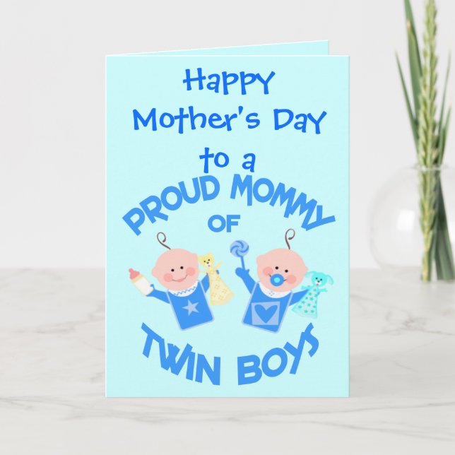 Custom Mother Day Mama of Twin Boys Karte (Vorderseite)