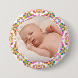 Custom Mother Day Summer Pink Green Gift Foto Button