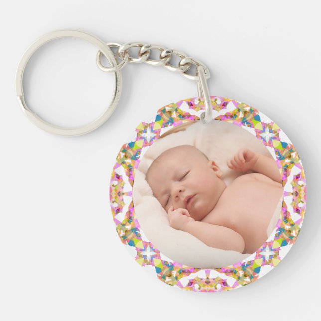 Custom Mother Day Summer Pink Green Gift Foto Schlüsselanhänger (Vorderseite)