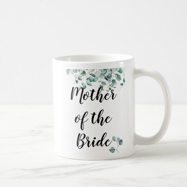 Custom Mother of Bride Groom Dusty Blue Eucalytpus Kaffeetasse (Rechts)