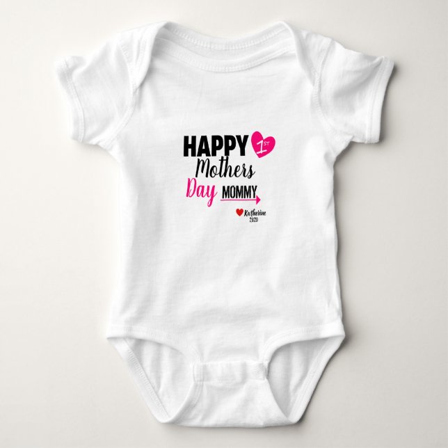Custom Mothers Day Baby Happy 1st Mothers Day Strampler (Vorderseite)