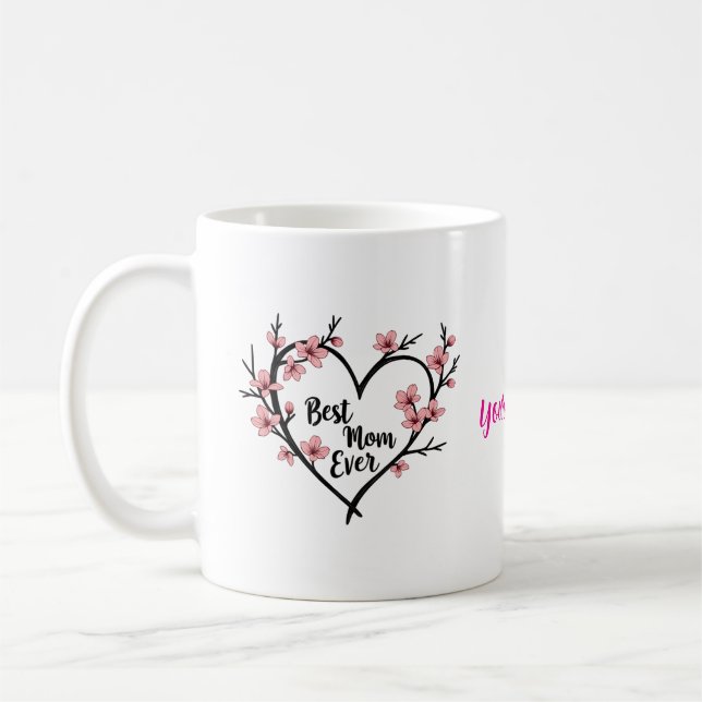 Custom Mother's Day Gift mit Blumenherz Kaffeetasse (Links)
