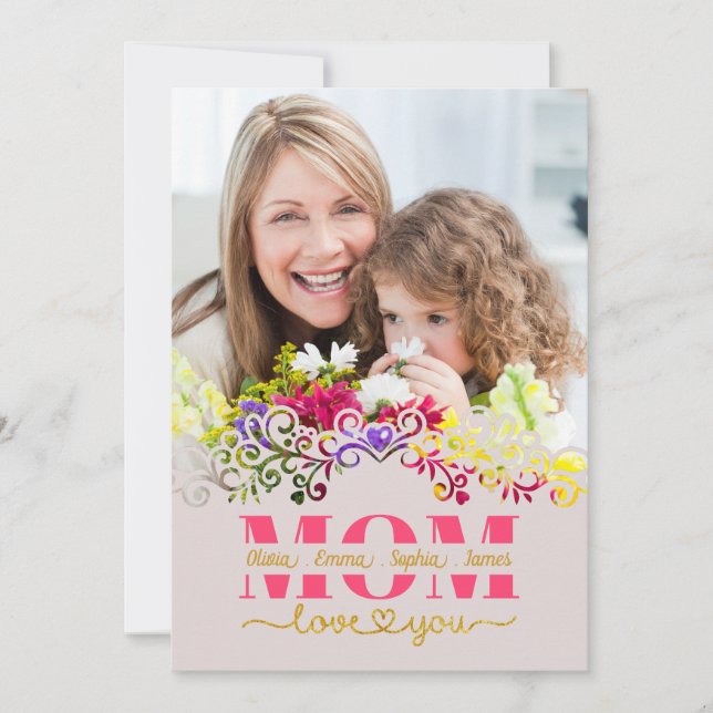 Custom Mother's Day I Photo & Personal Message Karte (Vorderseite)
