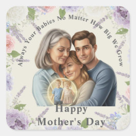 Custom Mother's day photo Always your babies  Quadratischer Aufkleber