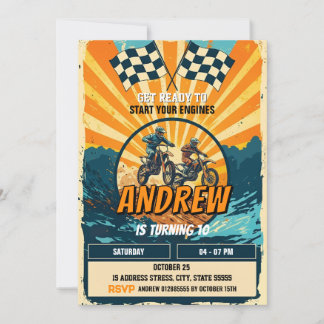 Custom Motocross Racing Dirt Motorbike Geburtstag Einladung