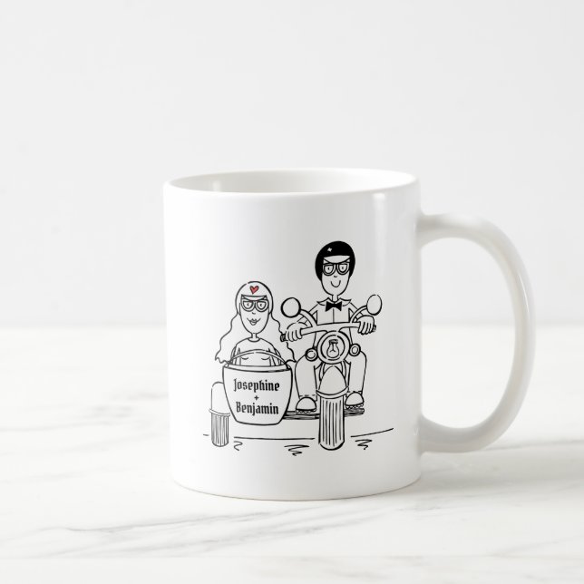 Custom Motorbike & Sidecar Hochzeitsgeschenk Tasse (Rechts)