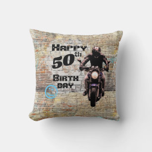 Custom Motorrad Industrial Grunge Bridge Wall Gra Kissen
