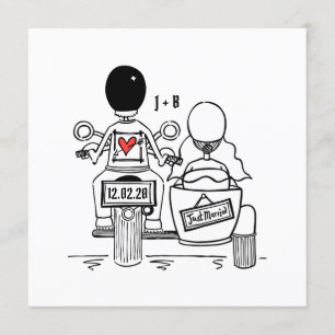 Custom Motorrad und Sidecar Hochzeitseinladung Einladung