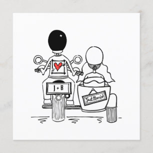 Custom Motorrad und Sidecar Hochzeitseinladung Einladung