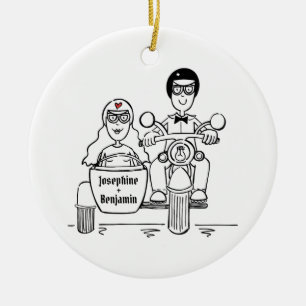Custom Motorrad und Sidecar Hochzeitsgeschenk Kera Keramik Ornament