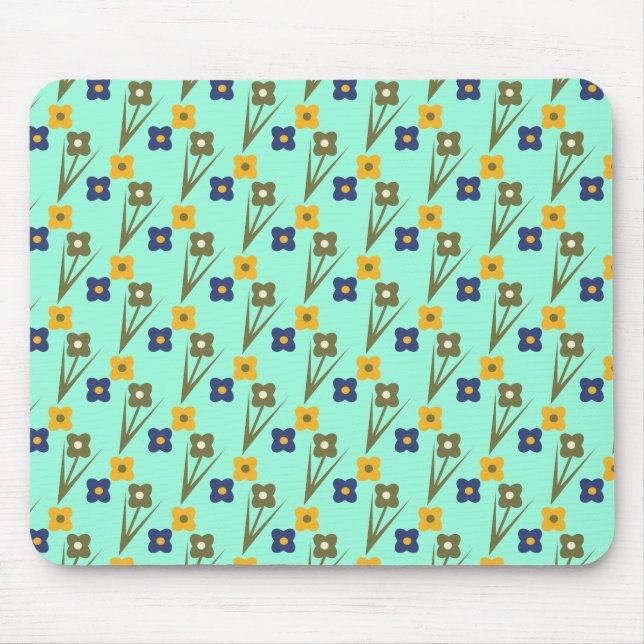 Custom Mouse Pad Abstrakt Florals Aqua Mousepad (Vorne)
