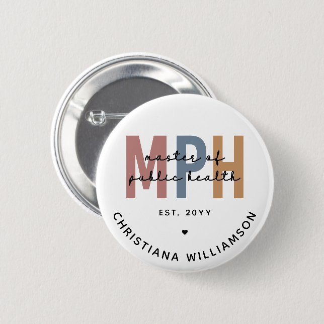 Custom MPH Master of Public Health Abschluss Button (Vorne & Hinten)