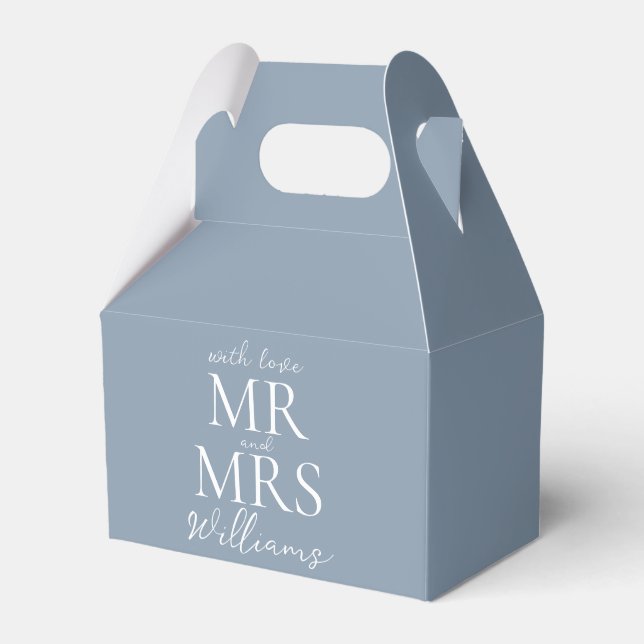 Custom Mr. Dusty Blue Modern Wedding Geschenkschachtel (Vorderseite)