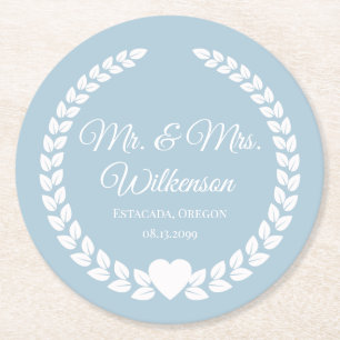 Custom Mr. & Mrs. Bride und Groom neu verheiratet Runder Pappuntersetzer
