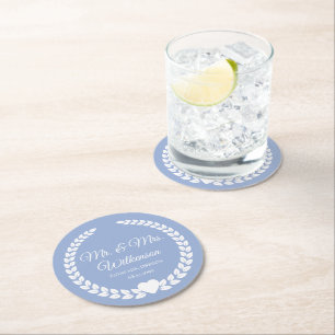 Custom Mr. & Mrs. Bride und Groom neu verheiratet Runder Pappuntersetzer