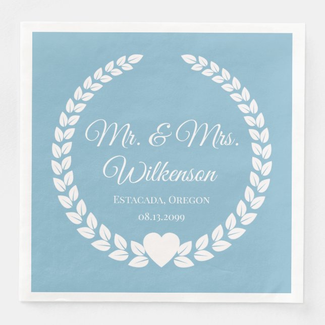 Custom Mr. & Mrs. Bride und Groom neu verheiratet Serviette (Vorderseite)
