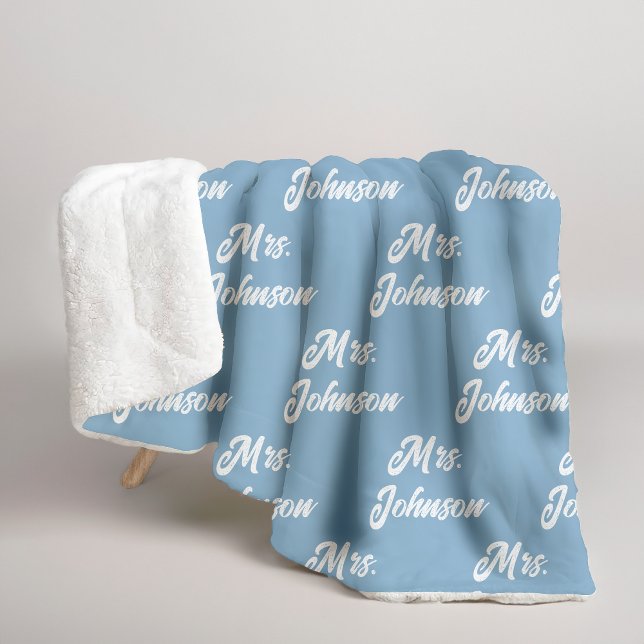 Custom Mr & Mrs Couple Blue Blanket for Newlyweds Sherpadecke (Personalized newlywed blanket gift for couple, Custom wedding sherpa blanket for bride & groom,)