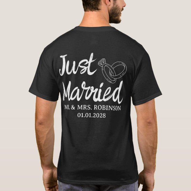 Custom Mr. & Mrs. Couple Shirts, Newlyweds Geschen T-Shirt (Rückseite)