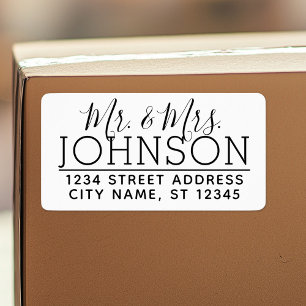 Custom Mr. & Mrs. Family Name and Return Address Adressaufkleber
