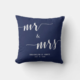 Custom Mr. und Mrs. Navy Blue Wedding Pillows Kissen
