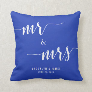 Custom Mr. und Mrs. Royal Blue Wedding Pillows Kissen