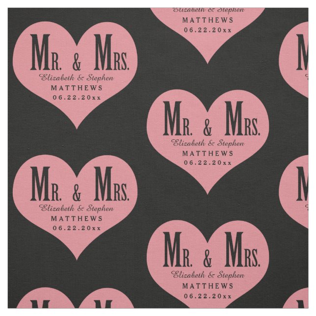 Custom Mr. und Mrs. Wedding Black Heart Template Stoff (Muster)
