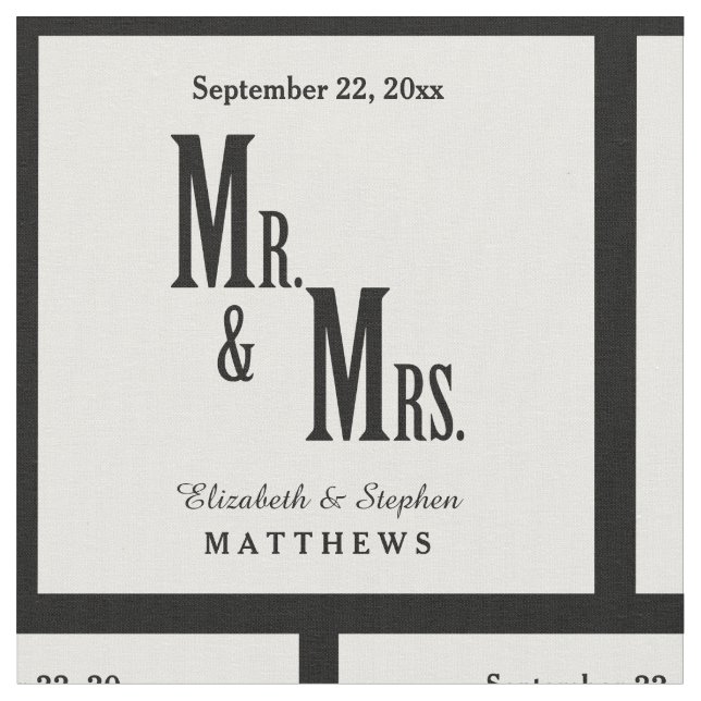 Custom Mr. und Mrs. Wedding Template Stoff (Nahaufnahme)