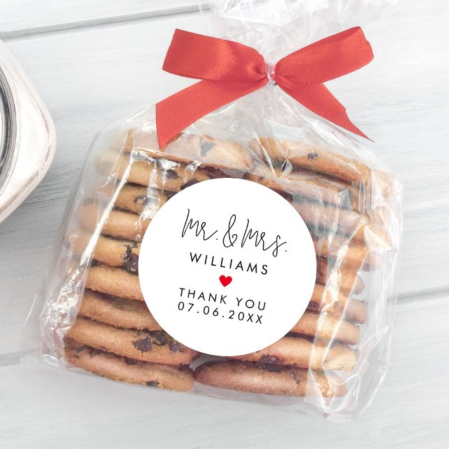 Custom Mr. Wedding Guest Favors Vielen Dank Runder Aufkleber (Custom Mr Mrs Wedding Guest Favors Thank You Classic Round Sticker
)